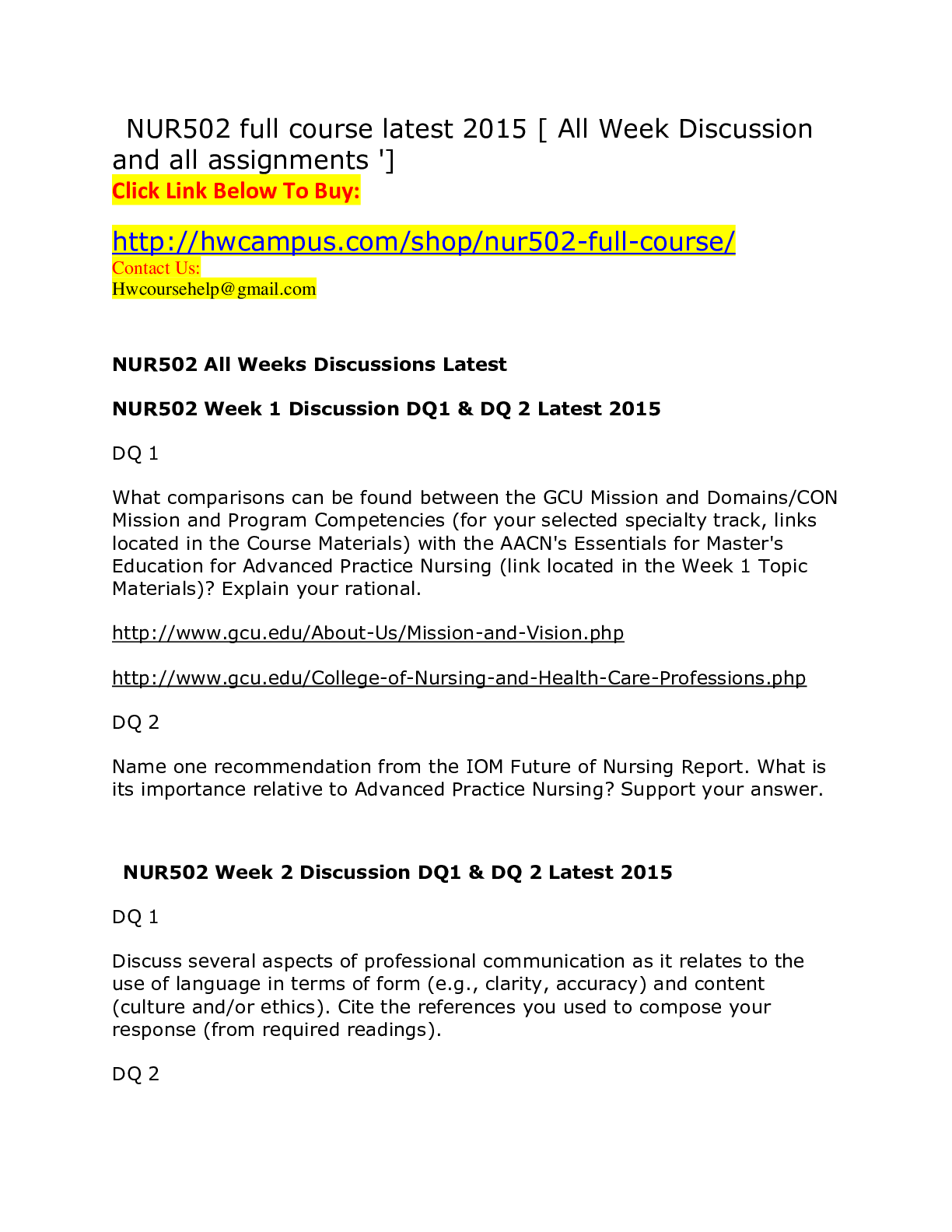 Preview image for NUR502 full course latest  [ All Week Discussion and all assignments ]